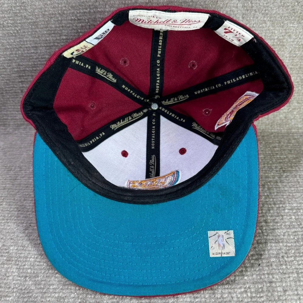 New Jersey Nets Mitchell & Ness Hat Mens 7 1/4 Maroon NBA Dynasty Fitted‎ Cap